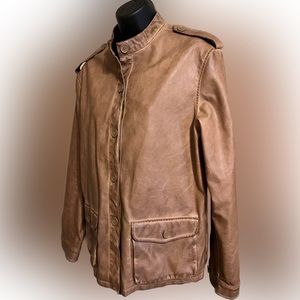 Max Studio Faux Leather Jacket, women’s size M, Cognac color